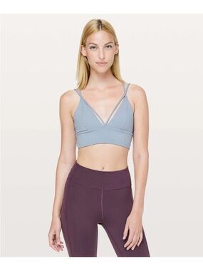 Lululemon Pushing Limits Bra Concrete Blue 8 Luxtreme Run Activewear athleisure